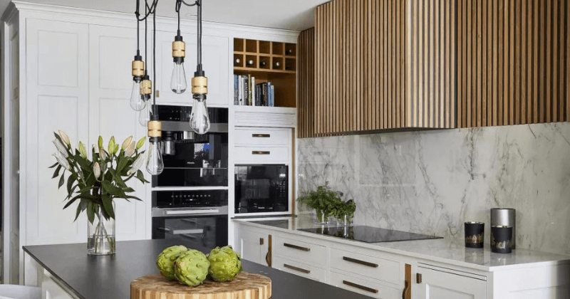 ide kitchen set modern dengan kayu